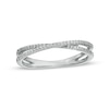 Thumbnail Image 1 of 1/8 CT. T.W. Diamond Orbit Criss-Cross Ring in 10K White Gold