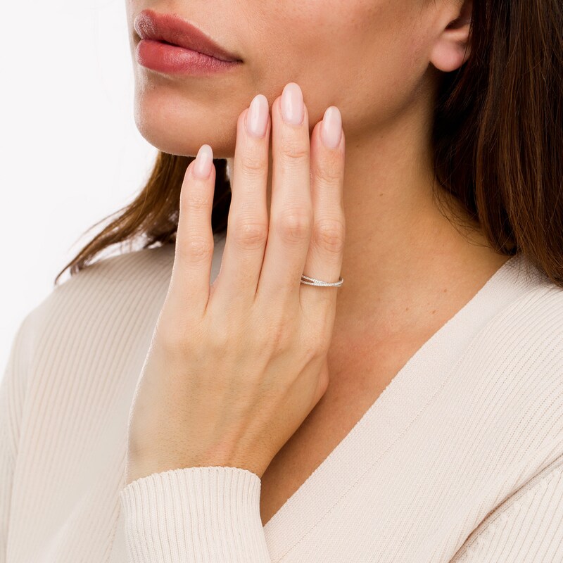 Main Image 2 of 1/8 CT. T.W. Diamond Orbit Criss-Cross Ring in 10K White Gold
