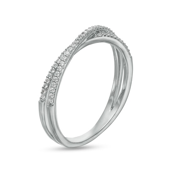 1/8 CT. T.w. Diamond Orbit Criss-Cross Ring in 10K White Gold