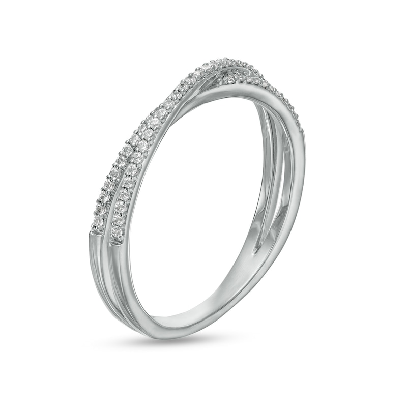 Main Image 3 of 1/8 CT. T.W. Diamond Orbit Criss-Cross Ring in 10K White Gold