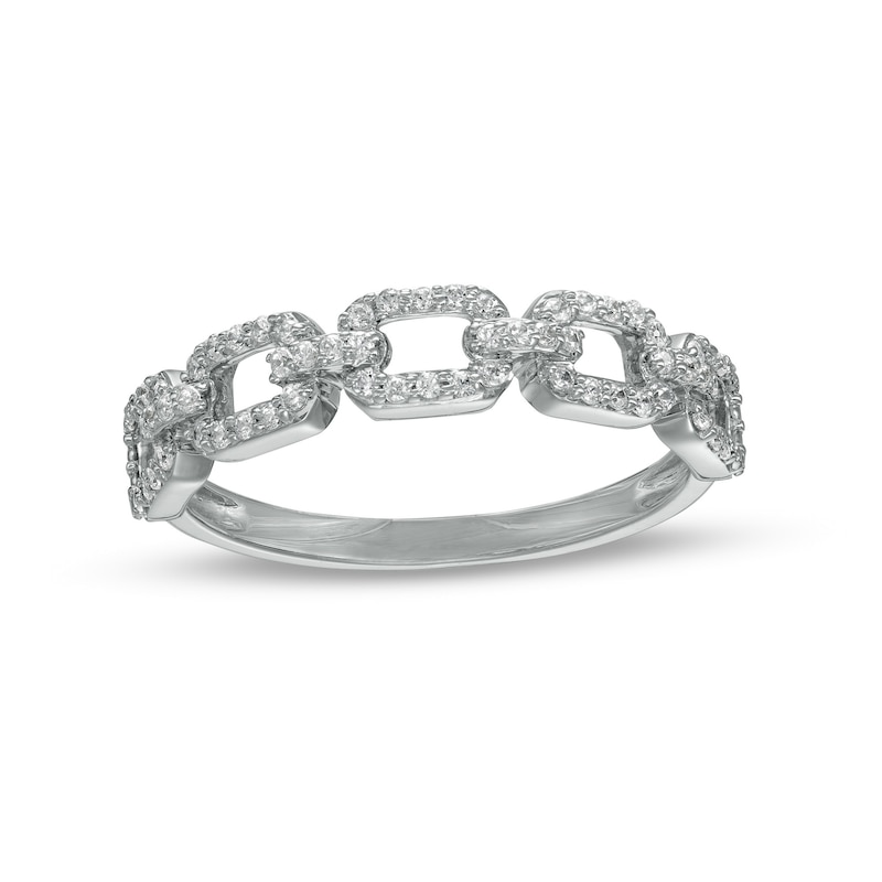 Main Image 1 of 1/4 CT. T.W. Diamond Chain Link Ring in 10K White Gold