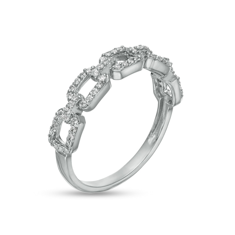 Main Image 3 of 1/4 CT. T.W. Diamond Chain Link Ring in 10K White Gold