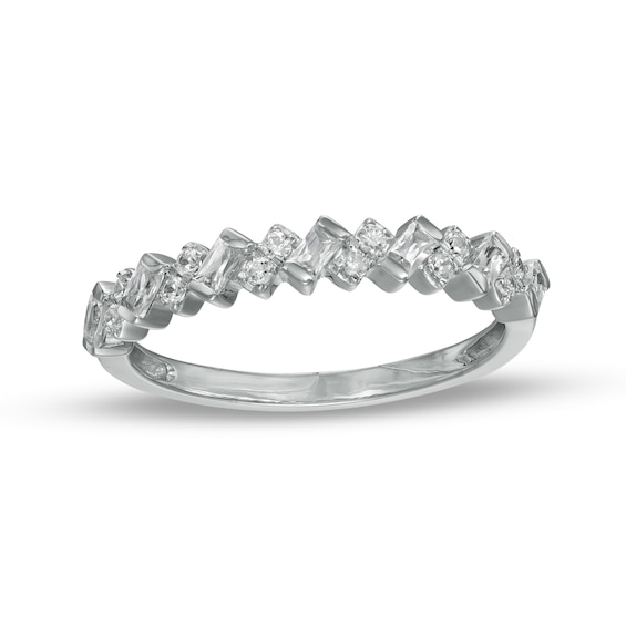 1/4 CT. T.w. Diamond Tilted Zig-Zag Ring in 10K White Gold