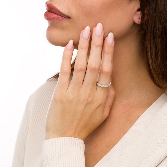 1/4 CT. T.w. Diamond Tilted Zig-Zag Ring in 10K White Gold