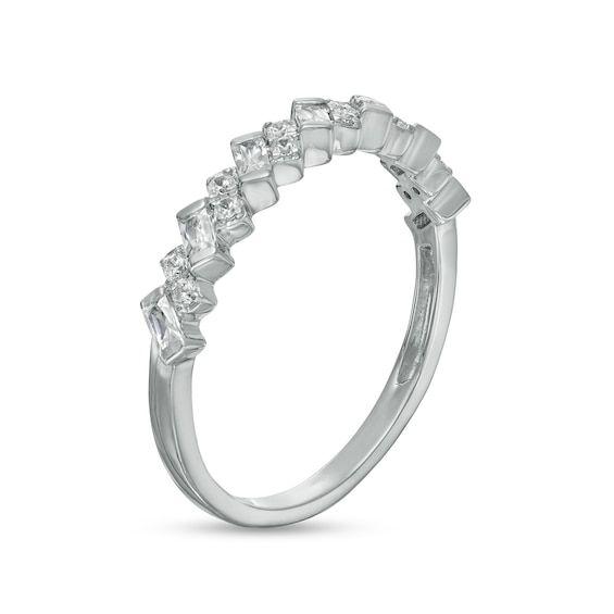 1/4 CT. T.w. Diamond Tilted Zig-Zag Ring in 10K White Gold