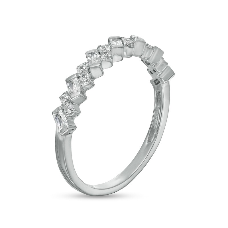 Main Image 3 of 1/4 CT. T.W. Diamond Tilted Zig-Zag Ring in 10K White Gold