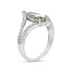 Thumbnail Image 2 of Marilyn Monroe™ Collection Certified Marquise Green Quartz and 3/8 CT. T.W. Diamond Bypass Ring in 10K White Gold