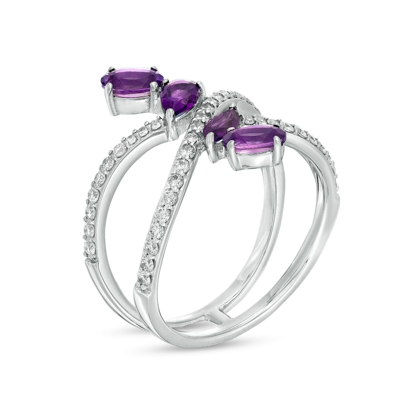 Main Image 2 of Marilyn Monroe™ Collection Certified Multi-Shaped Amethyst and 3/8 CT. T.W. Diamond Orbit Ring in 10K White Gold