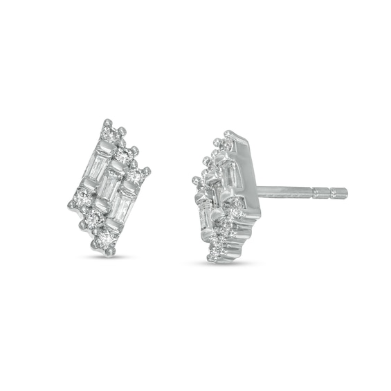 1/5 CT. T.w. Diamond Tilted Zig-Zag Stud Earrings in 10K White Gold