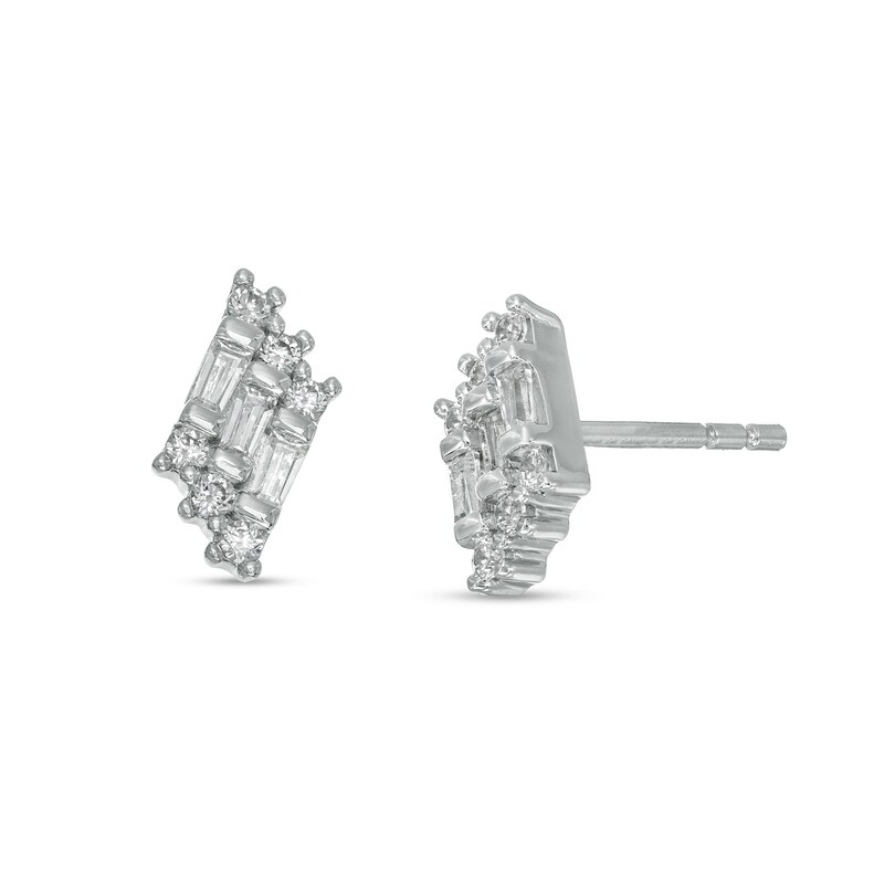 Main Image 1 of 1/5 CT. T.W. Diamond Tilted Zig-Zag Stud Earrings in 10K White Gold