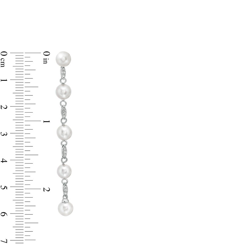 Main Image 2 of Marilyn Monroe™ Collection 6.0mm Freshwater Cultured Pearl and 1/6 CT. T.W. Diamond Drop Earrings in 10K White Gold