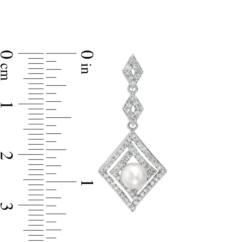 Marilyn Monroe™ Collection 5.5mm Cultured Freshwater Pearl and 3/4 CT. T.W. Diamond Drop Earrings in 10K White Gold