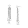 Marilyn Monroe™ Collection Cultured Freshwater Pearl and 5/8 CT. T.W. Diamond Dangle Drop Earrings in 10K White Gold