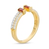 Thumbnail Image 3 of Baguette Garnet and White Lab-Created Sapphire Open Shank Ring in Sterling Silver with 14K Gold Plate - Size 7