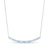 Thumbnail Image 1 of Alternating Baguette and Round Swiss Blue Topaz Curved Bar Necklace in Sterling Silver