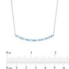 Thumbnail Image 3 of Alternating Baguette and Round Swiss Blue Topaz Curved Bar Necklace in Sterling Silver