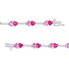 Thumbnail Image 3 of 5.0mm Lab-Created Ruby, Pink and White Lab-Created Sapphire Mirrored Hearts Station Bracelet in Sterling Silver - 7.5"