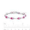 Thumbnail Image 4 of 5.0mm Lab-Created Ruby, Pink and White Lab-Created Sapphire Mirrored Hearts Station Bracelet in Sterling Silver - 7.5"