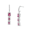 Thumbnail Image 1 of Marilyn Monroe™ Collection Emerald-Cut Rhodolite Garnet and 1/2 CT. T.W. Diamond Frame Drop Earrings in 10K White Gold