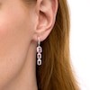 Thumbnail Image 3 of Marilyn Monroe™ Collection Emerald-Cut Rhodolite Garnet and 1/2 CT. T.W. Diamond Frame Drop Earrings in 10K White Gold