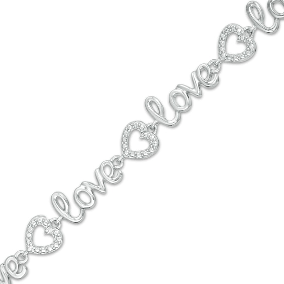 Diamond Accent Cursive "love" Bracelet in Sterling Silver - 7.25"