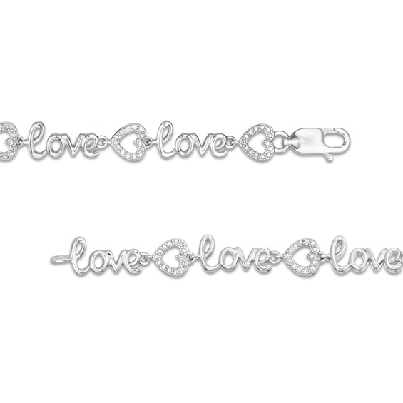 Diamond Accent Cursive "love" Bracelet in Sterling Silver - 7.25"