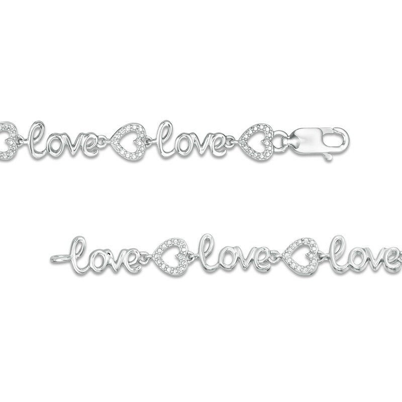 Main Image 3 of Diamond Accent Cursive "love" Bracelet in Sterling Silver - 7.25"