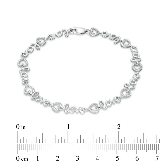 Diamond Accent Cursive "love" Bracelet in Sterling Silver - 7.25"