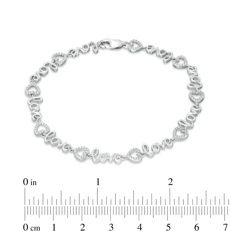 Main Image 4 of Diamond Accent Cursive "love" Bracelet in Sterling Silver - 7.25"