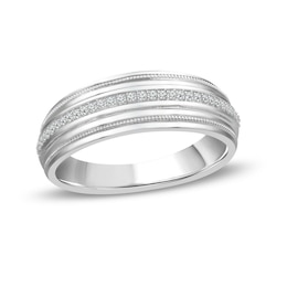 1/8 CT. T.W. Diamond Milgrain Wedding Band in 10K White Gold