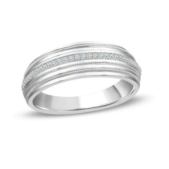 1/8 CT. T.w. Diamond Milgrain Wedding Band in 10K White Gold