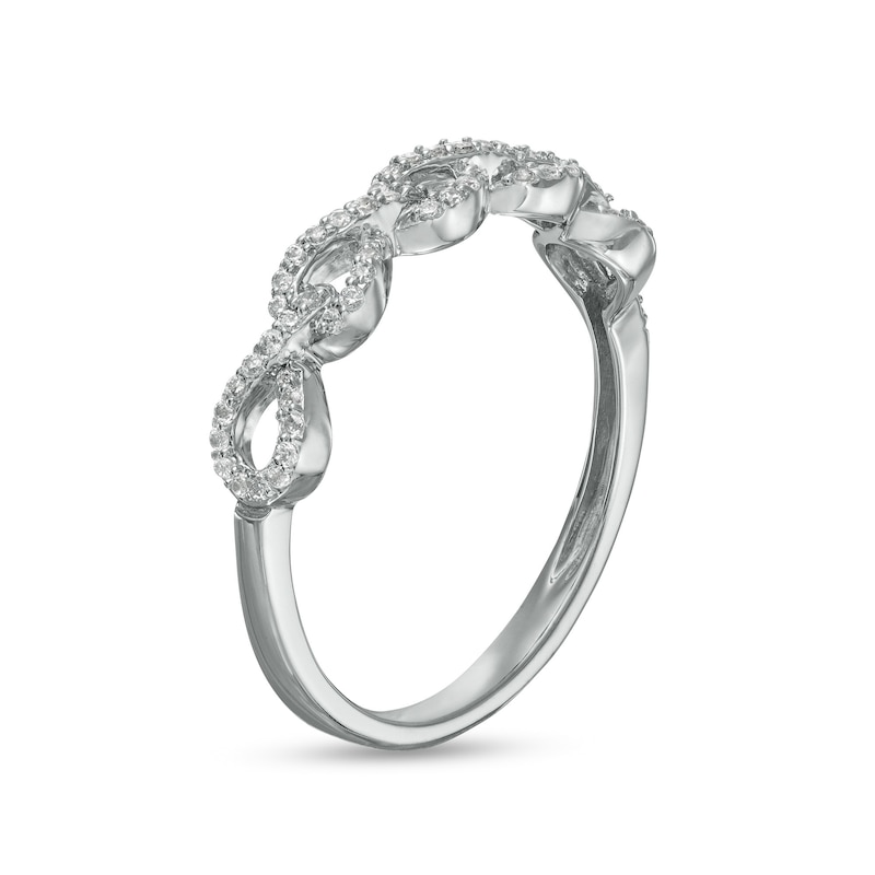 Main Image 3 of 1/6 CT. T.W. Diamond Loop Knot Ring in 10K White Gold
