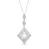Thumbnail Image 1 of Marilyn Monroe™ Collection 7.5mm Freshwater Cultured Pearl and 1/2 CT. T.W. Diamond Tilted Pendant in 10K White Gold