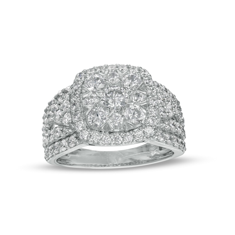 Main Image 1 of 2 CT. T.W. Composite Cushion Diamond Frame V-Sides Ring in 10K White Gold