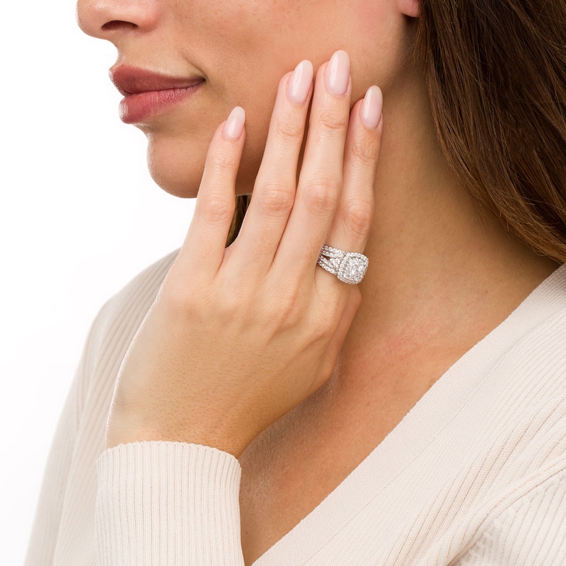 Main Image 2 of 2 CT. T.W. Composite Cushion Diamond Frame V-Sides Ring in 10K White Gold