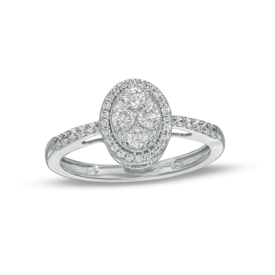 1/2 CT. T.w. Composite Oval Diamond Frame Ring in 10K White Gold
