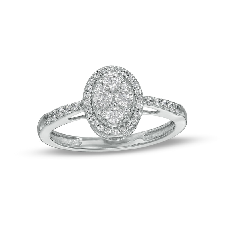 1/2 CT. T.W. Composite Oval Diamond Frame Ring in 10K White Gold
