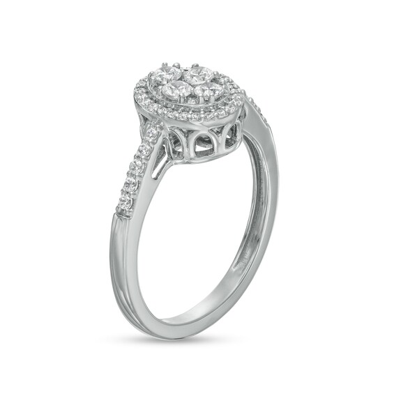 1/2 CT. T.w. Composite Oval Diamond Frame Ring in 10K White Gold