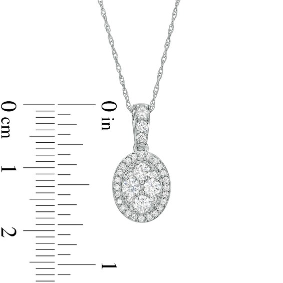 1/2 CT. T.w. Oval-Shaped Multi-Diamond Frame Pendant in 10K White Gold