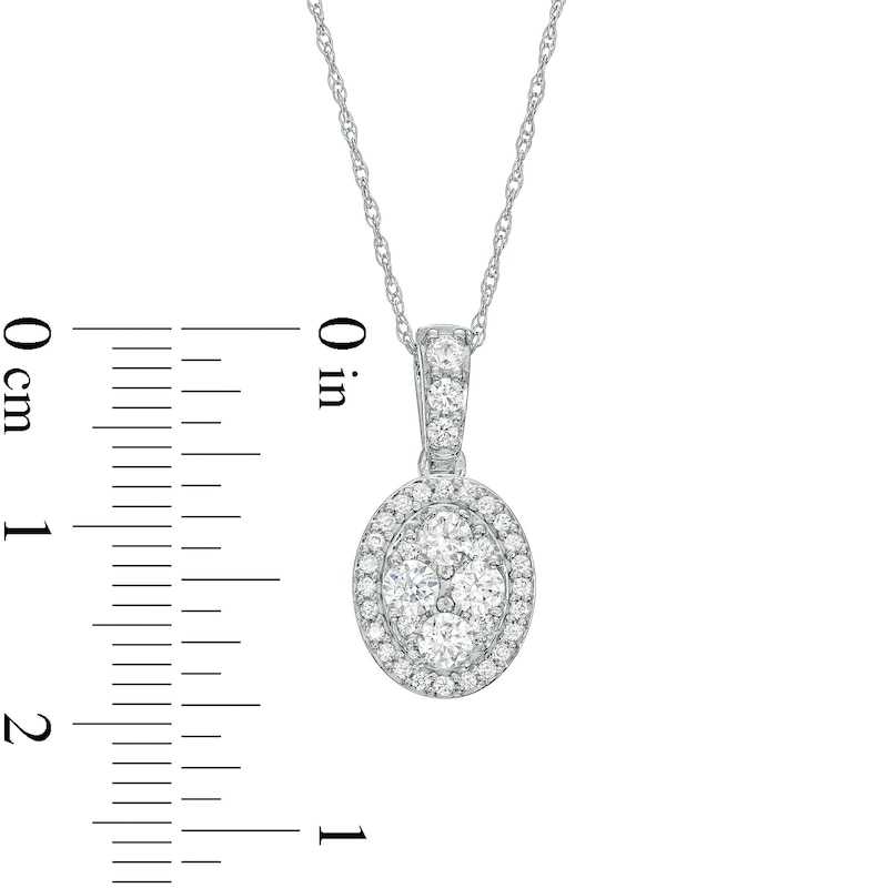 Main Image 3 of 1/2 CT. T.W. Oval-Shaped Multi-Diamond Frame Pendant in 10K White Gold