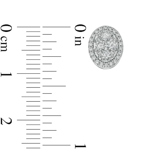1/2 CT. T.w. Composite Oval Diamond Frame Stud Earrings in 10K White Gold