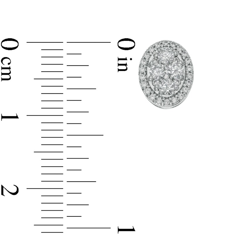 Main Image 3 of 1/2 CT. T.W. Composite Oval Diamond Frame Stud Earrings in 10K White Gold
