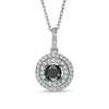 Thumbnail Image 1 of 5/8 CT. T.W. Black Enhanced and White Diamond Double Frame Pendant in 10K White Gold