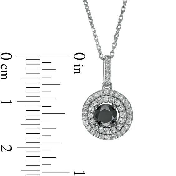 5/8 CT. T.w. Black Enhanced and White Diamond Double Frame Pendant in 10K White Gold