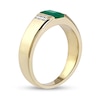 Thumbnail Image 2 of Emerald-Cut Emerald and 1/8 CT. T.W. Diamond Octagonal Frame Tri-Sides Band in 10K Gold
