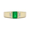 Thumbnail Image 3 of Emerald-Cut Emerald and 1/8 CT. T.W. Diamond Octagonal Frame Tri-Sides Band in 10K Gold