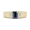 Thumbnail Image 3 of Emerald-Cut Blue Sapphire and 1/8 CT. T.W. Diamond Octagonal Frame Tri-Sides Band in 10K Gold