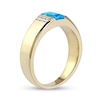Thumbnail Image 2 of Men's Emerald-Cut Swiss Blue Topaz and 1/8 CT. T.W. Diamond Trio Wedding Band in 10K Gold