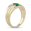 Thumbnail Image 1 of Men's Oval Emerald and 1/6 CT. T.W. Diamond Tri-Sides Grooved Band in 10K Two-Tone Gold