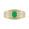 Thumbnail Image 3 of Oval Emerald and 1/6 CT. T.W. Diamond Tri-Sides Grooved Band in 10K Two-Tone Gold